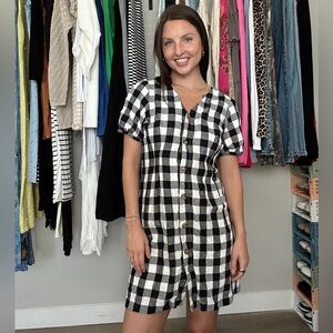 Black and White Checkered Button-Up Dress